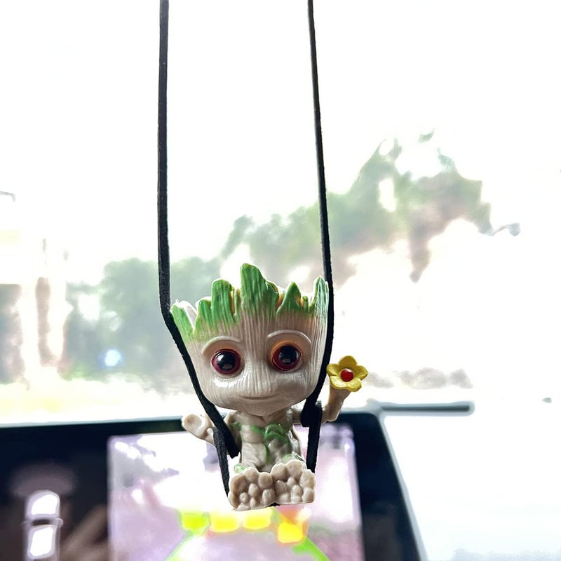 WYJS Swing Smiling Little Tree Man Car Hanging Accessory, Mirror Suspension Decoration, Charm Pendant, Lanyard: Adjustable Length - Image 3